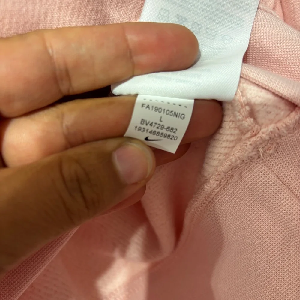 Nike Air Womens Pink Cropped Quarter Zip Sweatshirt Pants Set Athletic NEW L